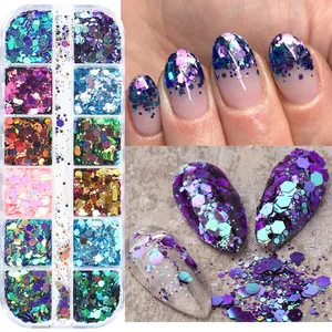 Kameleon Zeshoek Nagel Pailletten Holografisch Laser Glitter Vlokken Voor DIY Manicure Nagelkunst Decoratie Accessoires Vrouwen