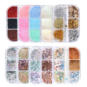 Holographic Nail Glitter Sequins Irregular Flakes Laser Heart Star Moon Shapes Mermaid Aurora Powder For DIY Nail Art Decorations Women Beauty Accessories
