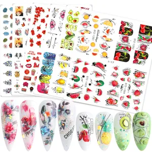 Dettagli di adesivi per unghie a tema fiori e frutta serie STZ e la loro applicazione
