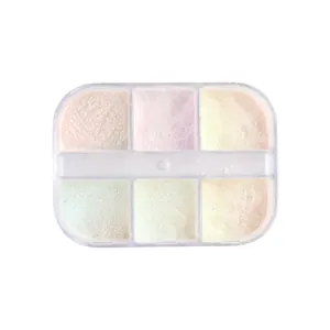 Profi 6-Gitter Aurora-Nagelpulver-Set mit irisierenden, schimmernden Oberflächen