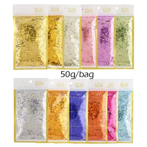 Vista dettagliata di 12 sacchetti di glitter colorati per nail art sfumata effetto sirena
