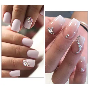Flatback AB glass rhinestones DIY nail art designs with matte and glossy finish
