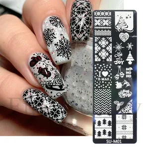 Christmas Nail Stamping Plates Stainless Steel Winter Snowflake Reindeer Santa DIY Manicure Nail Art Stencil Templates