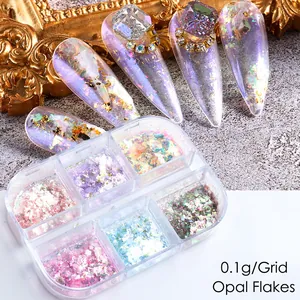 Aurora Opal Flocken Nagelglitzer Set mit sechs polarisierten Farben in einer Box
