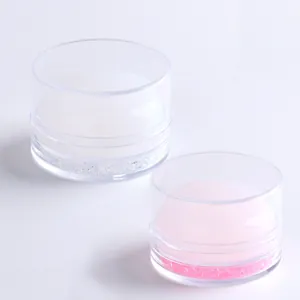 Zweiteiliges 4,2cm Silikon-Nagelstempel-Set in Weiß und Rosa mit Dekokristallen und Deckel