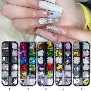 Christmas Snowflake Nail Art Sequins Laser Holographic Glitter Flakes Winter Nail Decorations For Women DIY Manicure Accessories Beauty