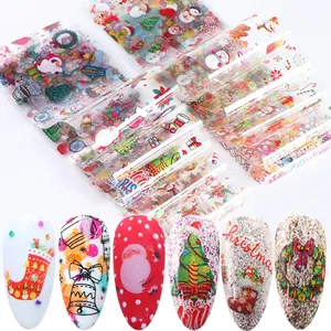 Pegatina de Transferencia de Uñas de Navidad Patrón de Papá Noel Muñeco de Nieve Reno DIY Nail Art Decoración Festiva