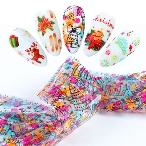 Papel de transferencia para uñas con diseños navideños de renos y copos para manicura DIY
