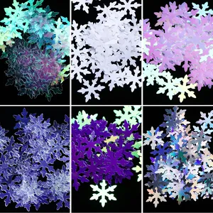 Winter nail art glitter set featuring multi-color laser snowflake sequins for decoration