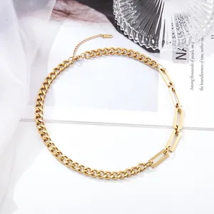 Hip Hop Titanium Steel Stainless Steel Stitching Square Chain Necklace Bracelet For Women Men Minimalist Punk Jewelry Gift