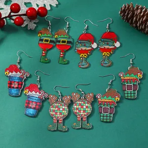 Christmas acrylic glitter earrings set featuring reindeer and snowflake designs