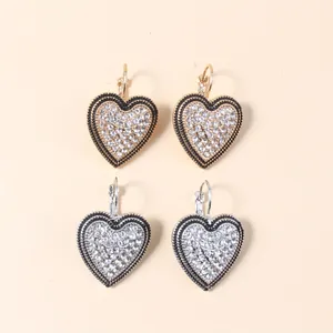 Vintage Legierung Strass Herz Oval Wassertropfen Ohrhänger Für Damen Luxus Emaille Kristall Ohrringe Hochzeit Schmuck Geschenk