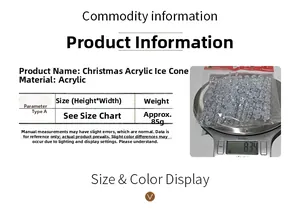 Macro shot showing 12pcs clear acrylic Christmas icicles weight measurement 85g on scale