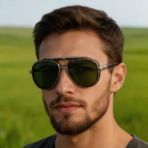 Classic aviator sunglasses with tortoise shell frames and dark lenses for outdoor casual wear