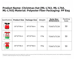Detailed size specifications and materials for creative Christmas elf leg hats
