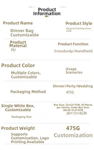 Detailed product dimensions and specifications for PU rose shaped evening clutch bag