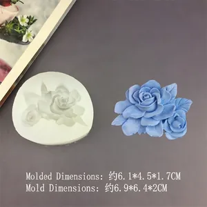 Detailed view of rose flower silicone mold with dimensions 6.9x6.4x2cm for cake decorating