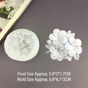 Detailed 3D flower silicone mold for resin or plaster crafting with floral dimensions