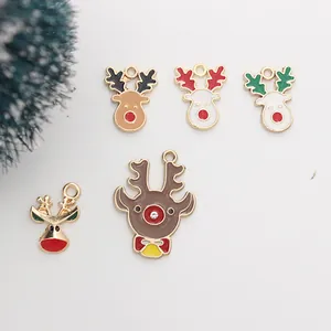 DIY Christmas reindeer alloy pendants in colorful enamel for handmade jewelry making