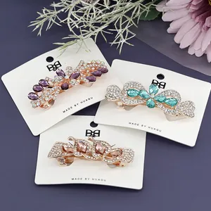 Elegant Alloy Rhinestone Flower Spring Hair Clip Luxury Artificial Crystal Hair Barrette For Women Wedding Party Hair Accessories