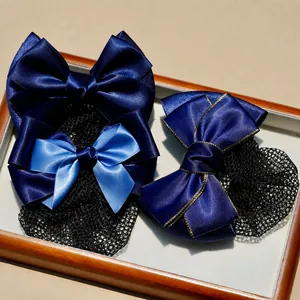 Professionele Satijnen Strik Haarnetje Snood Haarklem Voor Vrouwen Verpleegster Stewardess Bank Hotel Werk Bun Maker Haaraccessoires