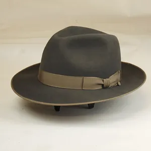 Vintage 100% Wool Felt Fedora Hat For Men Women Solid Color Wide Brim Jazz Hat With Ribbon Bow Fashionable Panama Cap