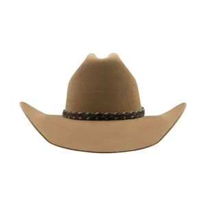 Chapeau de cowboy classique en feutre de laine marron avec large bord et bandeau