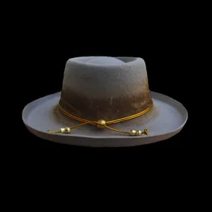 Gradient felt pork pie hat with ombre grey to brown finish and golden beaded trim