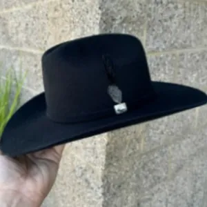 Vintage Western Wollfilz Cowboyhut Für Damen Herren Metallschnalle Feder Dekor Breite Krempe Fedora Sonnenhut Outdoor Kopfbedeckung