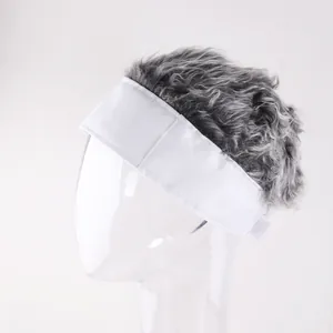 Lustiger weißer Sonnenhut mit grauer Perücke für Partys und Hip-Hop-Cosplay-Outfits