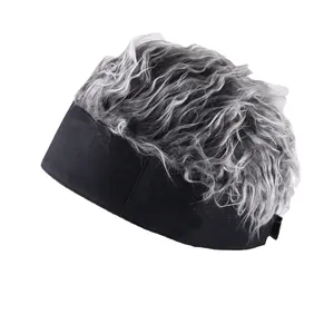 Lustige Neuheit Perücken Hut Hip Hop Randlos Vermieter Hut Stacheligen Kurzen Haaren Baumwolle Kappe Für Damen Herren Party Cosplay Streetwear