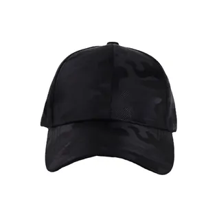 Schwarze Camouflage-Baseballkappe für Damen und Herren mit gebogenem Schirm für Sonnenschutz