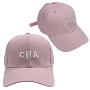 Women Pink Baseball Cap Polycotton Embroidery Letter Adjustable Sun Hat Casual Outdoor Japanese Style Fashion Accessory