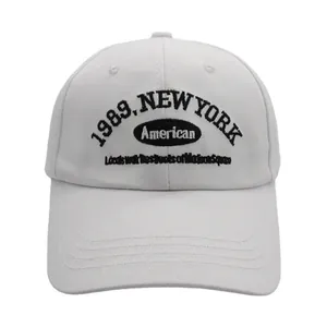 Japanese ins style baseball cap with 1989 New York embroidery in off-white cotton