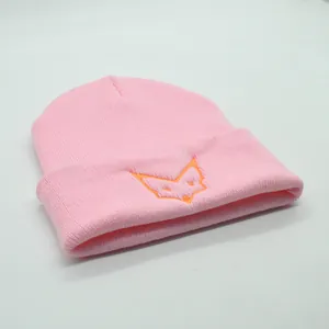 Bonnet en Tricot Chaud d'Hiver Pour Hommes Femmes Mode Broderie Renard Acrylique Doux Ski Skull Cap Cadeau