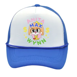 Casquette trucker Anita Max Wynn bleu et blanc avec filet et motif imprimé