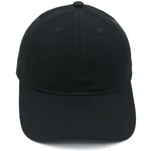 Classic black cotton baseball cap with six-panel structure and wide brim for sun protection