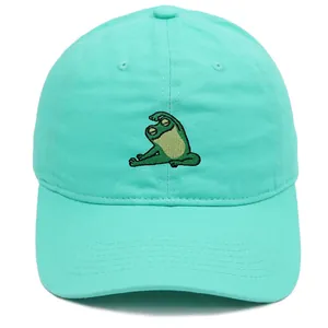 Dames Heren Katoenen Honkbalpet Cartoon Kikker Yoga Borduurwerk Zonnehoed Verstelbaar Zachte Top Outdoor Sport Casual Dad Hat