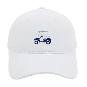 Casquette de baseball en coton blanc avec broderie de voiturette de golf