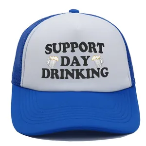 Casquette trucker bleue et blanche avec imprimé Support Day Drinking et bières