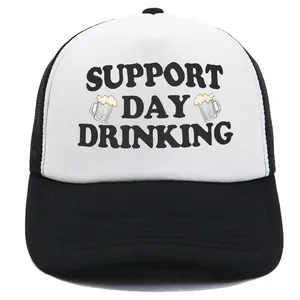 Casquette Trucker Drôle Slogan Support Day Drinking Filet Respirant Baseball Polyester Réglable Chapeau de Soleil Homme Femme Fête Extérieur