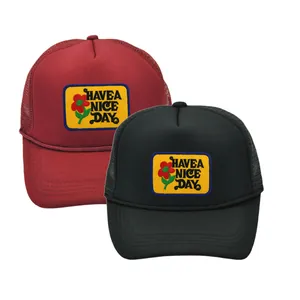 Gorra Trucker con Parche de Flor Have A Nice Day Malla Transpirable Gorra de Béisbol Sombrilla Ajustable para Viaje Playa Verano