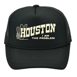 Houston Print Trucker Hat For Men Women Summer Breathable Mesh Baseball Cap Retro Hip Hop Adjustable Outdoor Sport Hat