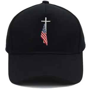 American Flag Cross Embroidery Baseball Cap Polyester Adjustable Dad Hat Casual Outdoor Sun Shade Hat For Men Women Trendy Accessories