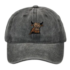 Berretto da Baseball Ricamato con Mucca delle Highlands per Uomo Donna in Cotone Lavato Vintage Regolabile Dad Hat Protezione Solare