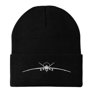 Heren Winter Warme Gebreide Muts Beanie Vliegtuig Drone Borduurwerk Hip Hop Street Style Omslagmuts Acryl Skull Cap Outdoor