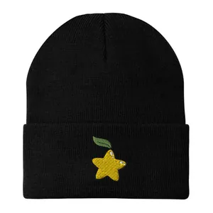 Bonnet en Tricot Acrylique Chaud d'Hiver pour Hommes et Femmes Broderie Étoile à Cinq Branches Cartoon Bonnet à Revers pour Ski et Sports de Plein Air