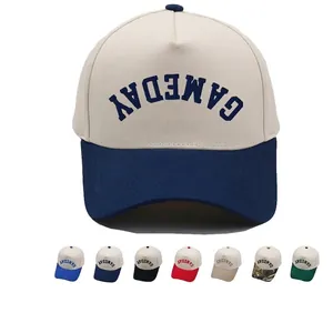 Unisex Casual Cotton Baseball Cap With Gameday Inverted Letters Color Block Multi Panel Sun Hat For Outdoor Travel Sport
