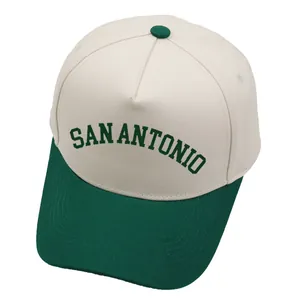 Retro San Antonio embroidered baseball cap in cream and green two-tone design