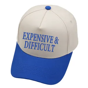 Καπέλο trucker σε αντίθεση χρωμάτων με κέντημα Expensive & Difficult σε μπλε και μπεζ